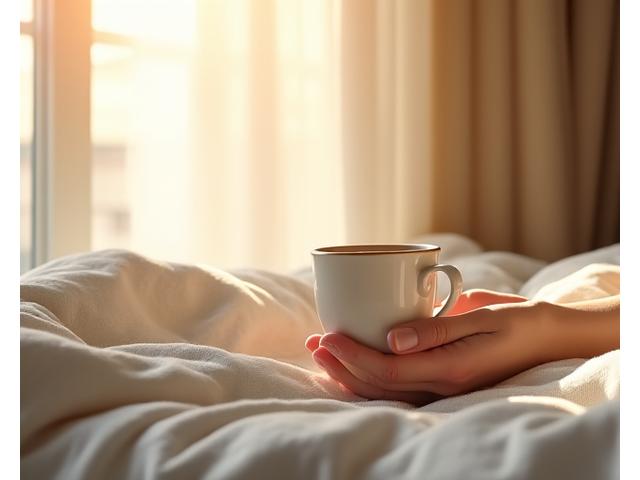 Woman meditating by a window at sunrise, depicting a peaceful morning mindfulness routine.