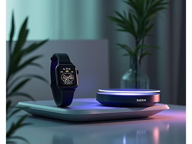 Display of various wellness tech devices: smartwatch, smart scale, sleep sensor