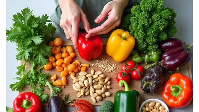 Fresh, vibrant ingredients for healthy cooking being prepared, signifying nutritional guidance